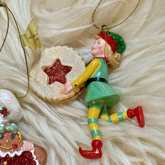 VTG Set Of 3 Danbury Mint Santa’s Kitchen Elves Christmas Ornaments Collectible - Picture 4 of 16